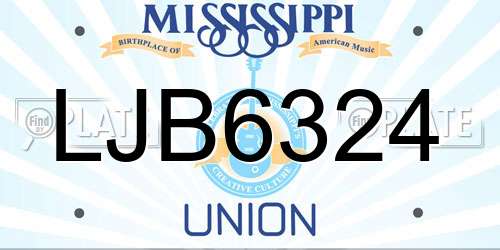 LJB6324 Mississippi License Plate