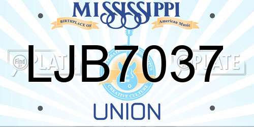 LJB7037 Mississippi License Plate