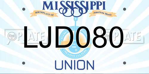 LJD080 Mississippi License Plate