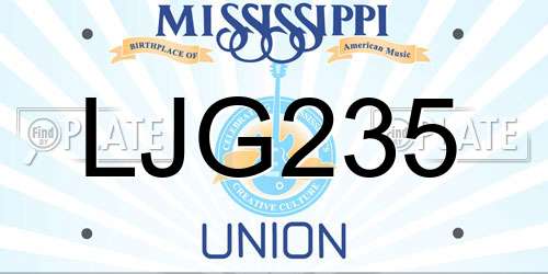 LJG235 Mississippi License Plate