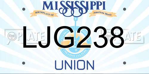 LJG238 Mississippi License Plate