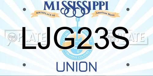 LJG23S Mississippi License Plate