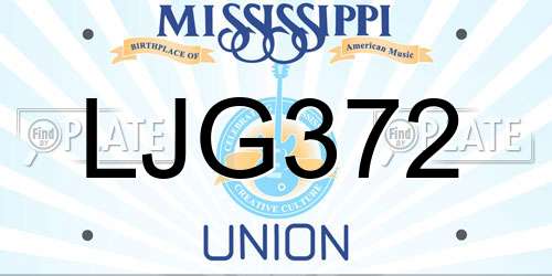 LJG372 Mississippi License Plate