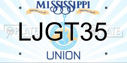 LJGT35 Mississippi License Plate