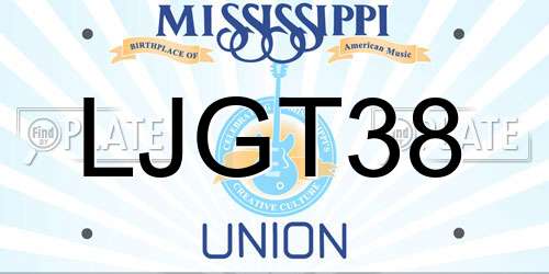 LJGT38 Mississippi License Plate