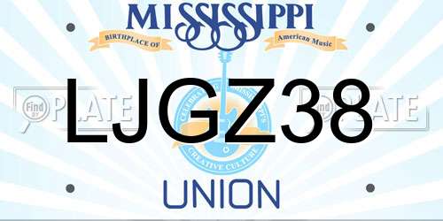 LJGZ38 Mississippi License Plate