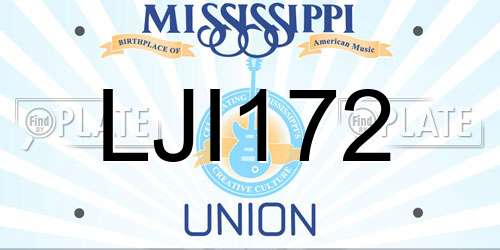 LJI172 Mississippi License Plate