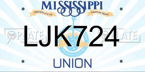LJK724 Mississippi License Plate