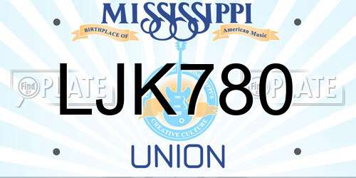 LJK780 Mississippi License Plate