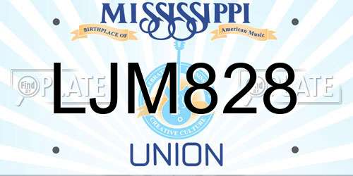 LJM828 Mississippi License Plate
