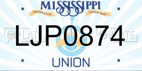 LJP0874 Mississippi License Plate