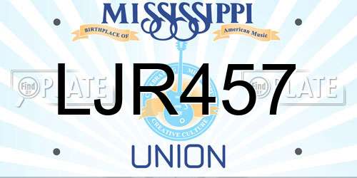 LJR457 Mississippi License Plate