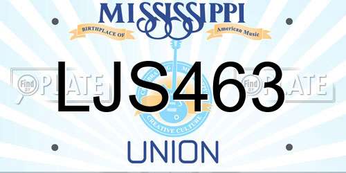 LJS463 Mississippi License Plate