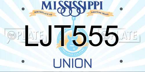 LJT555 Mississippi License Plate