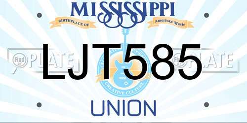 LJT585 Mississippi License Plate