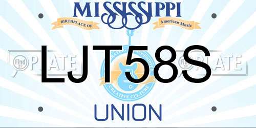 LJT58S Mississippi License Plate