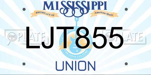 LJT855 Mississippi License Plate