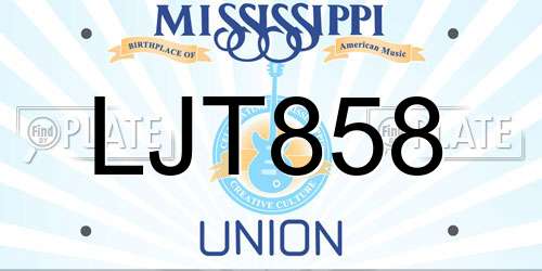LJT858 Mississippi License Plate