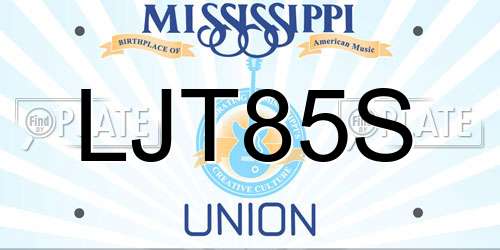 LJT85S Mississippi License Plate