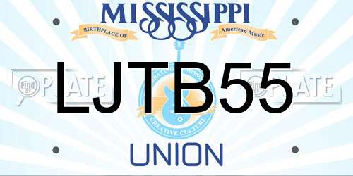 LJTB55 Mississippi License Plate