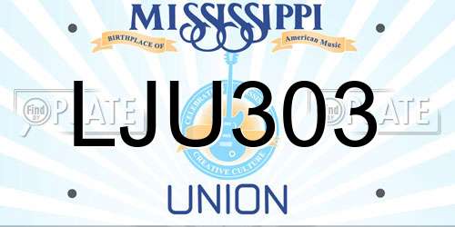 LJU303 Mississippi License Plate