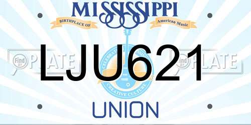 LJU621 Mississippi License Plate