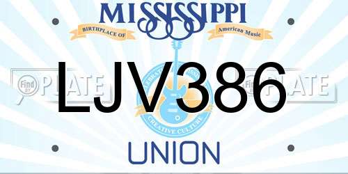 LJV386 Mississippi License Plate