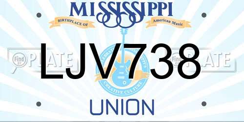 LJV738 Mississippi License Plate