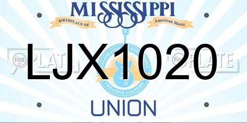 LJX1020 Mississippi License Plate