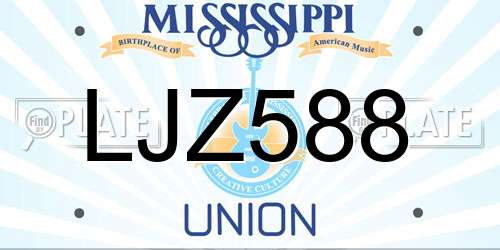 LJZ588 Mississippi License Plate