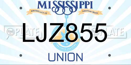 LJZ855 Mississippi License Plate