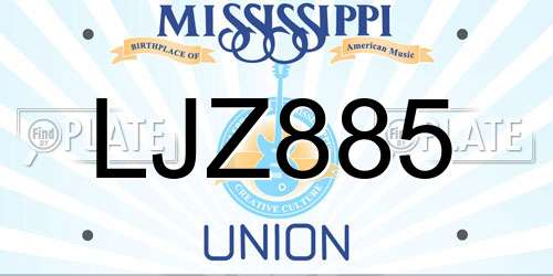 LJZ885 Mississippi License Plate