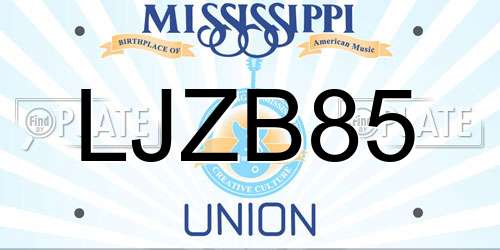 LJZB85 Mississippi License Plate