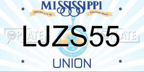LJZS55 Mississippi License Plate
