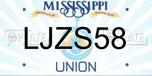 LJZS58 Mississippi License Plate