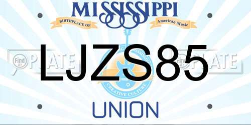 LJZS85 Mississippi License Plate
