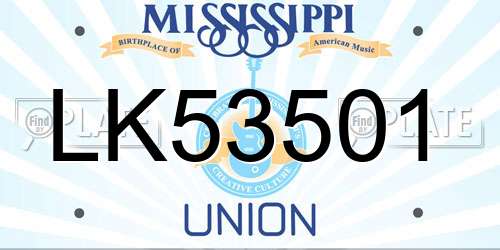 LK53501 Mississippi License Plate