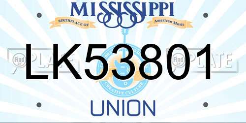 LK53801 Mississippi License Plate