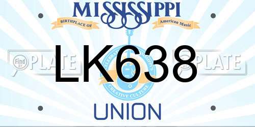 LK638 Mississippi License Plate