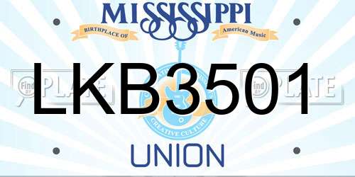 LKB3501 Mississippi License Plate
