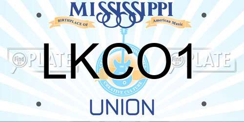 LKCO1 Mississippi License Plate