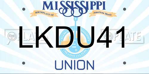 LKDU41 Mississippi License Plate
