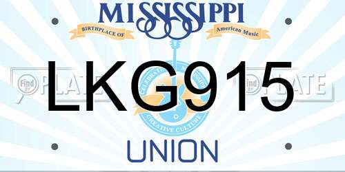 LKG915 Mississippi License Plate