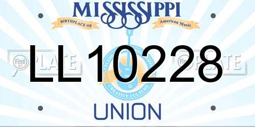 LL10228 Mississippi License Plate