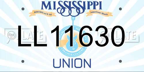 LL11630 Mississippi License Plate