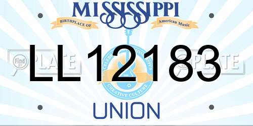 LL12183 Mississippi License Plate