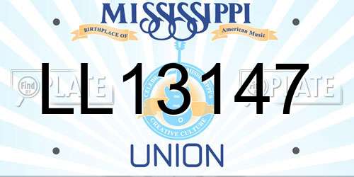 LL13147 Mississippi License Plate