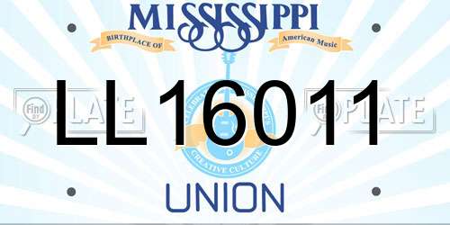 LL16011 Mississippi License Plate