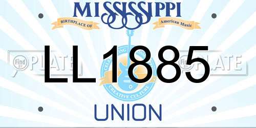 LL1885 Mississippi License Plate