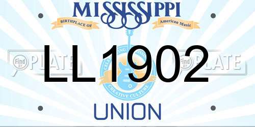 LL1902 Mississippi License Plate